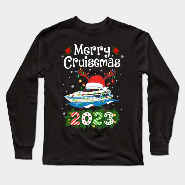 Merry Cruisemas 2023 Christmas Santa Reindeer Cruise Long Sleeve T-Shirt by James Green